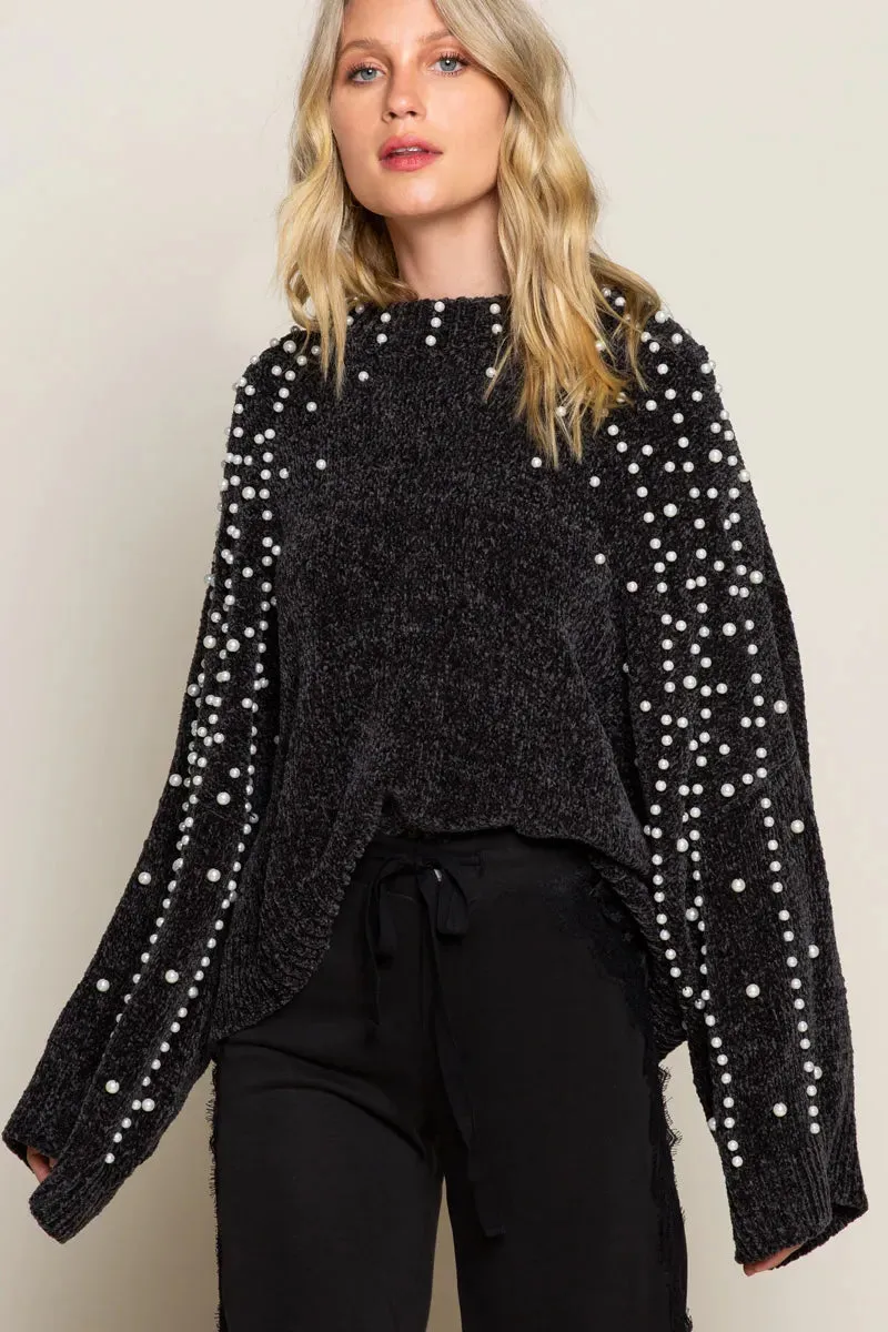 POL Oversized Pearl Embellished Sweater sold by Charming Charlie product image thumbnail 3
