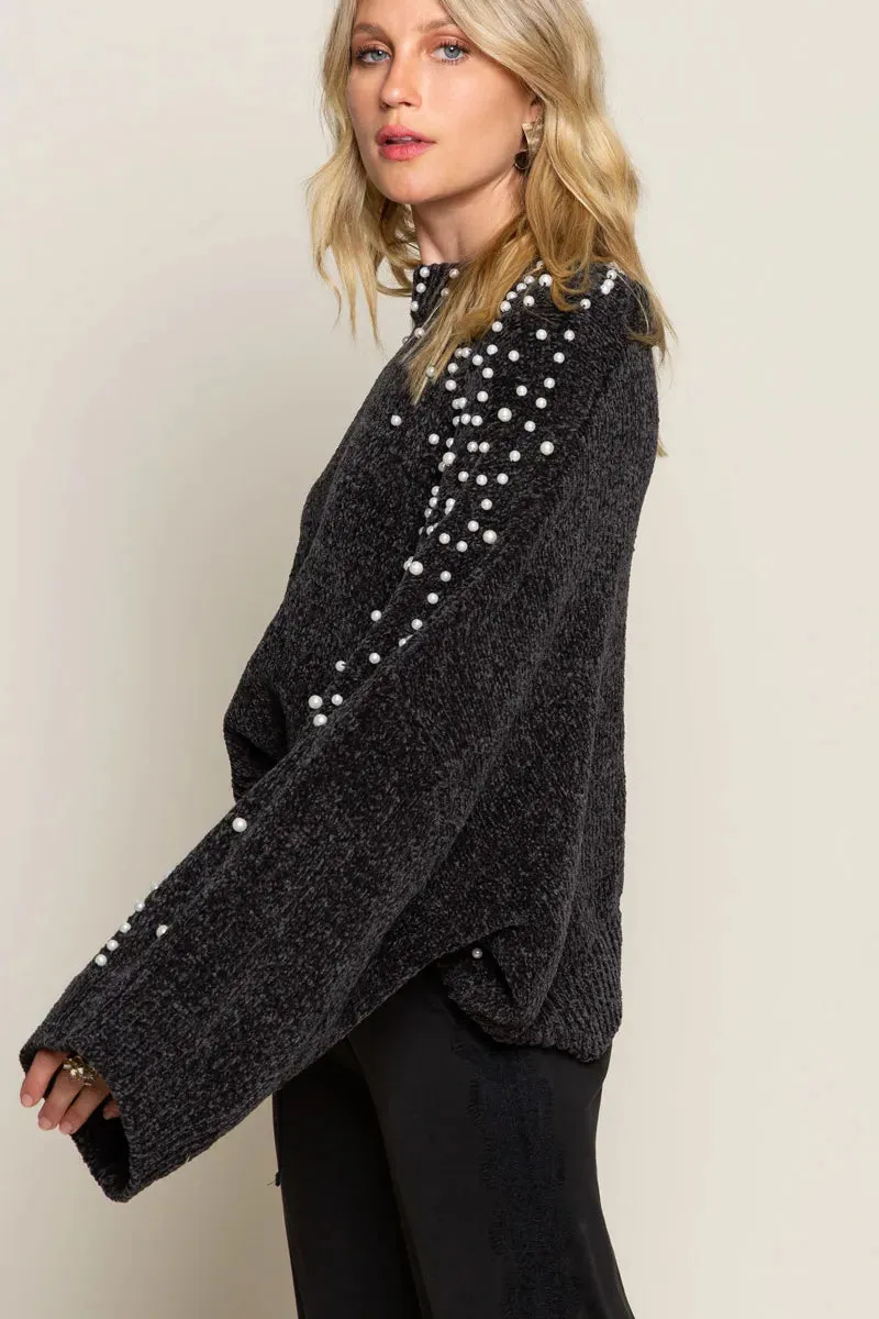 POL Oversized Pearl Embellished Sweater sold by Charming Charlie product image thumbnail 4
