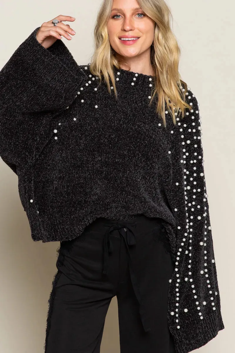 POL Oversized Pearl Embellished Sweater sold by Charming Charlie product image thumbnail 2