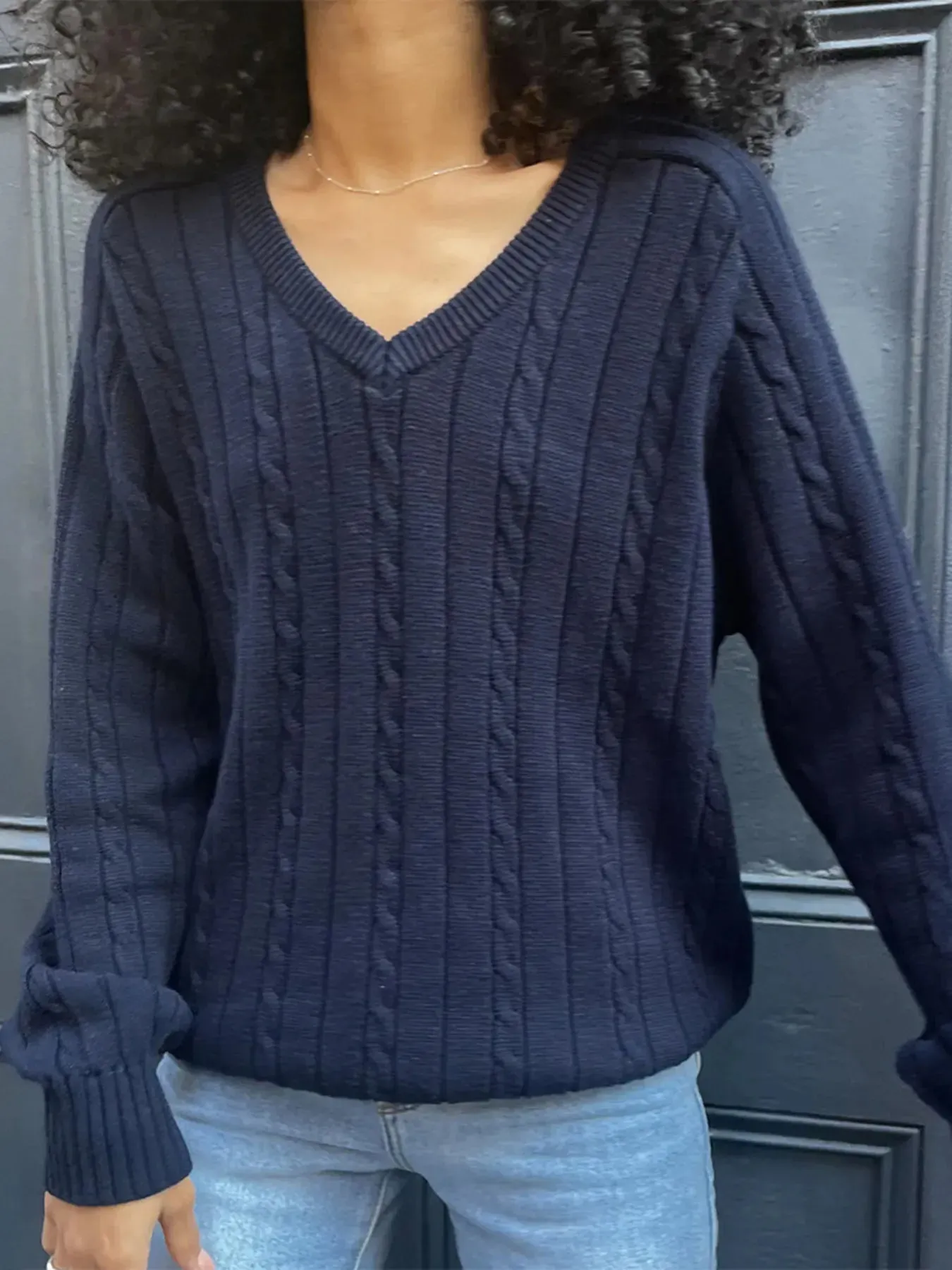 Cable Knit V-Neck Pullover Sweater sold by Charming Charlie product image thumbnail 4