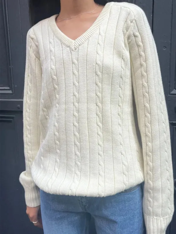 Cable Knit V-Neck Pullover Sweater sold by Charming Charlie