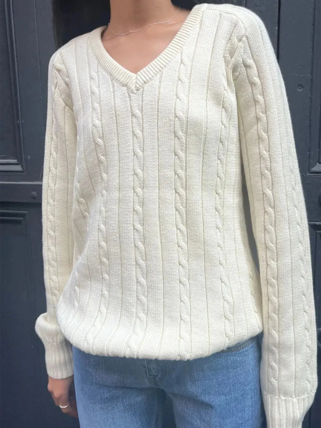 Cable Knit V-Neck Pullover Sweater sold by Charming Charlie