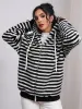 Striped Fuzzy Zip Up Hooded Outerwear sold by Charming Charlie