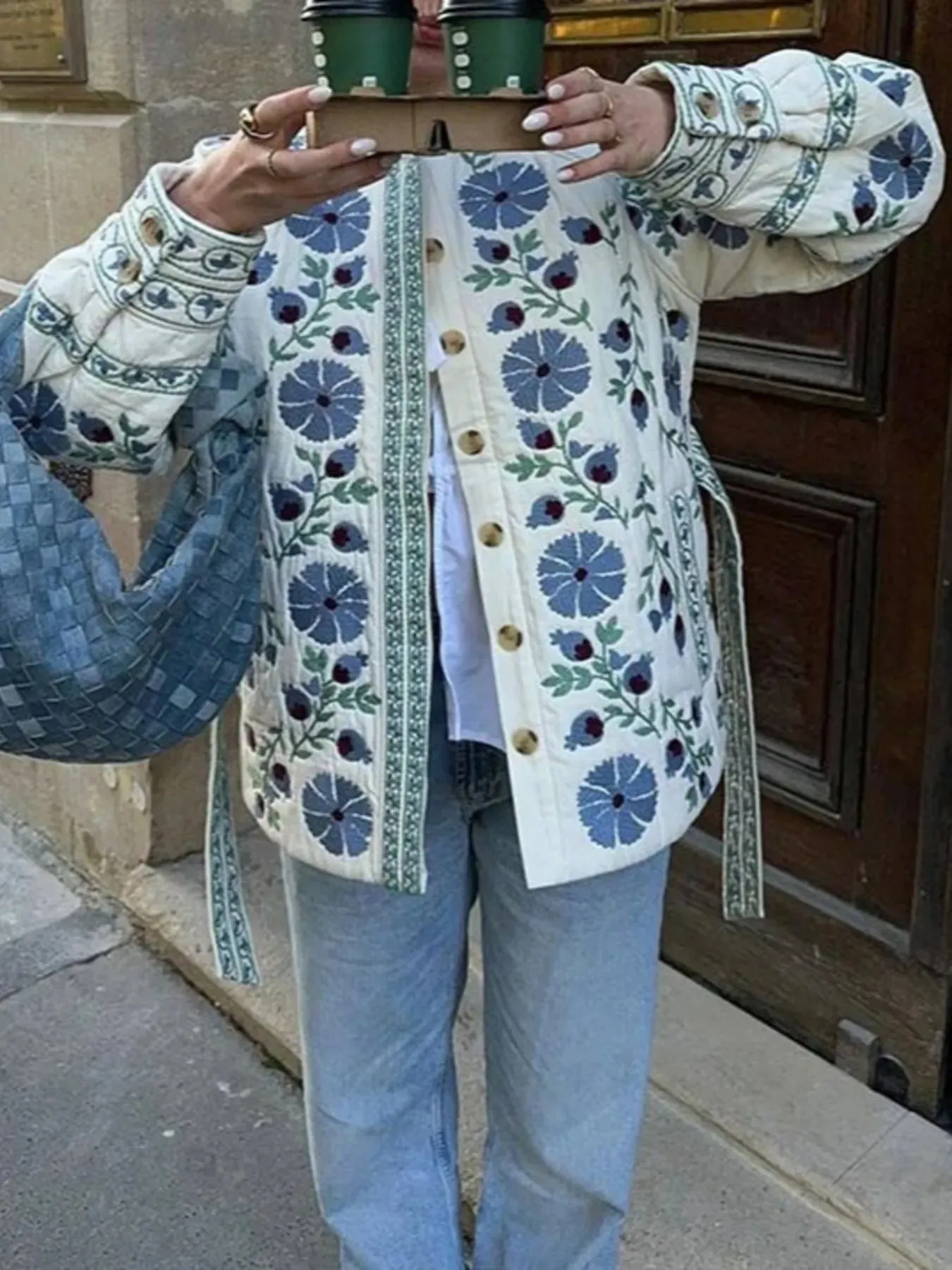 Printed Button Down Long Sleeve Winter Coat sold by Charming Charlie product image thumbnail 5