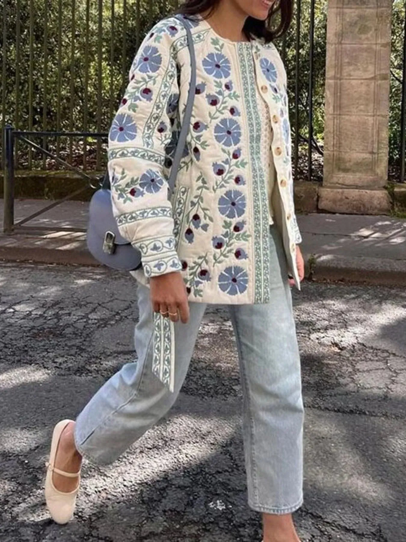 Printed Button Down Long Sleeve Winter Coat sold by Charming Charlie product image thumbnail 4