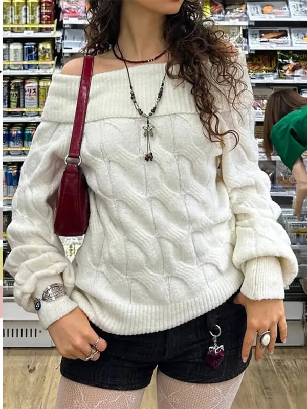 Cable Knit Off-Shoulder Sweater sold by Charming Charlie