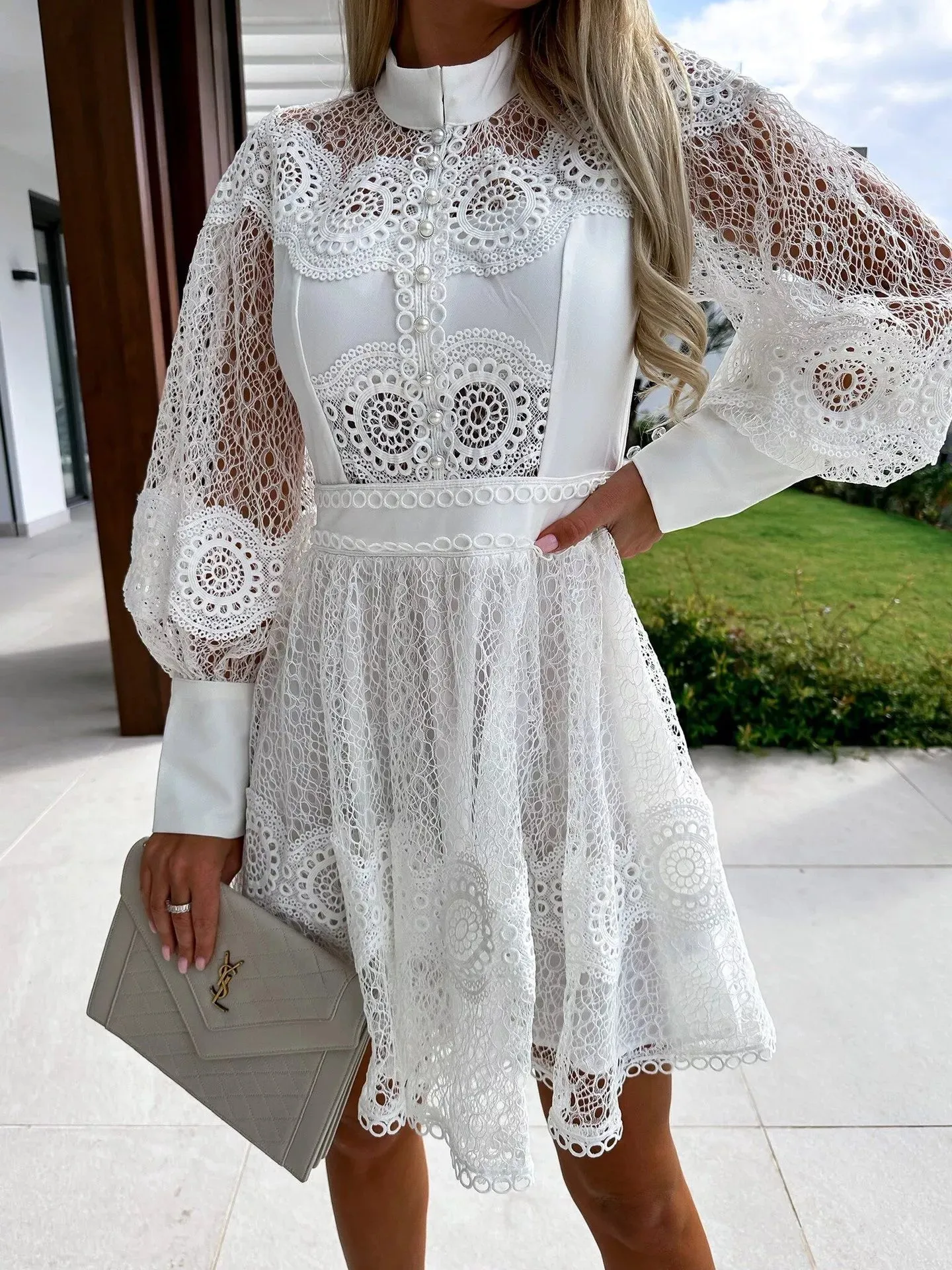 Lace Lantern Sleeve Mini Dress sold by Charming Charlie product image thumbnail 3