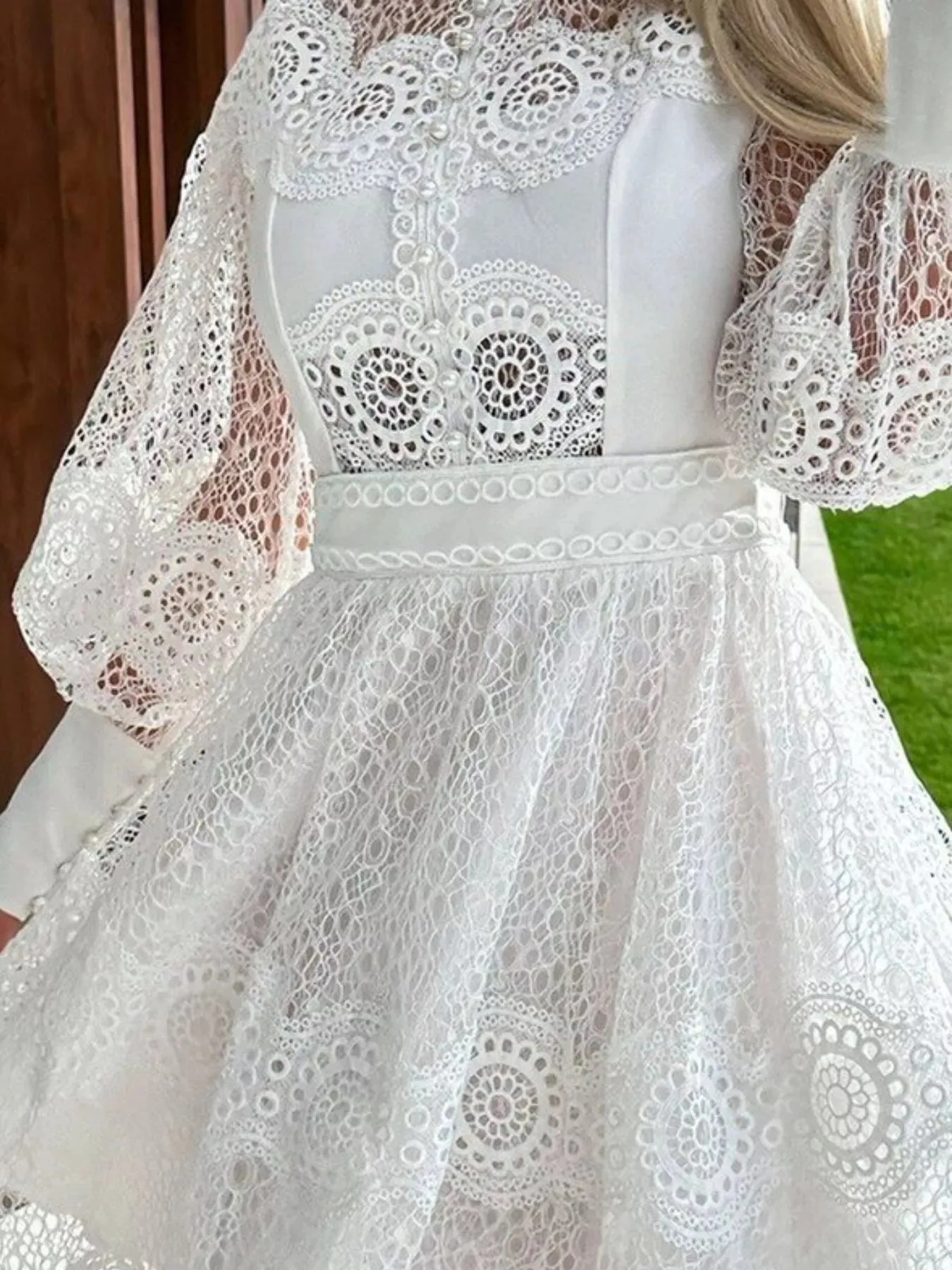 Lace Lantern Sleeve Mini Dress sold by Charming Charlie product image thumbnail 4
