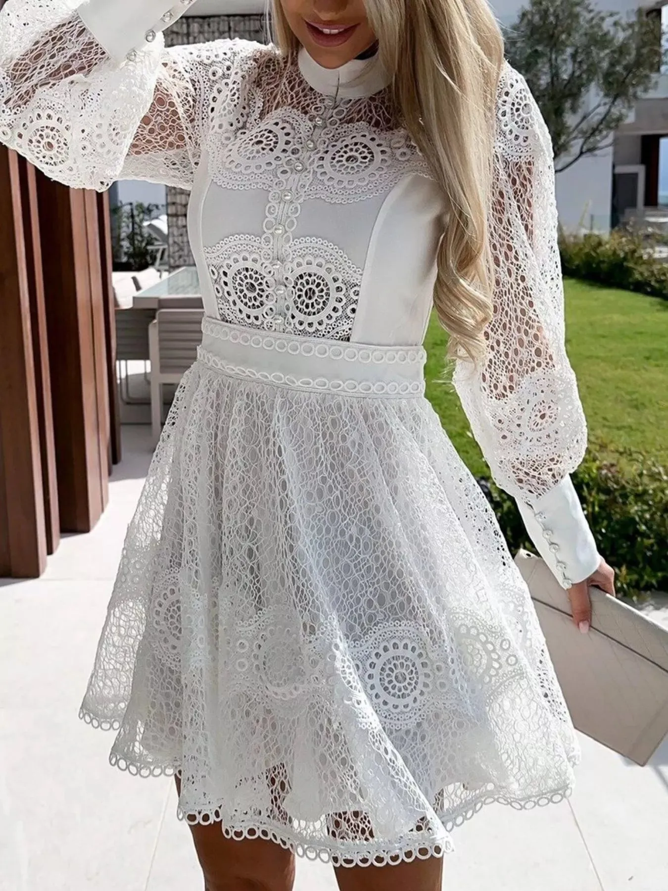 Lace Lantern Sleeve Mini Dress sold by Charming Charlie product image thumbnail 5
