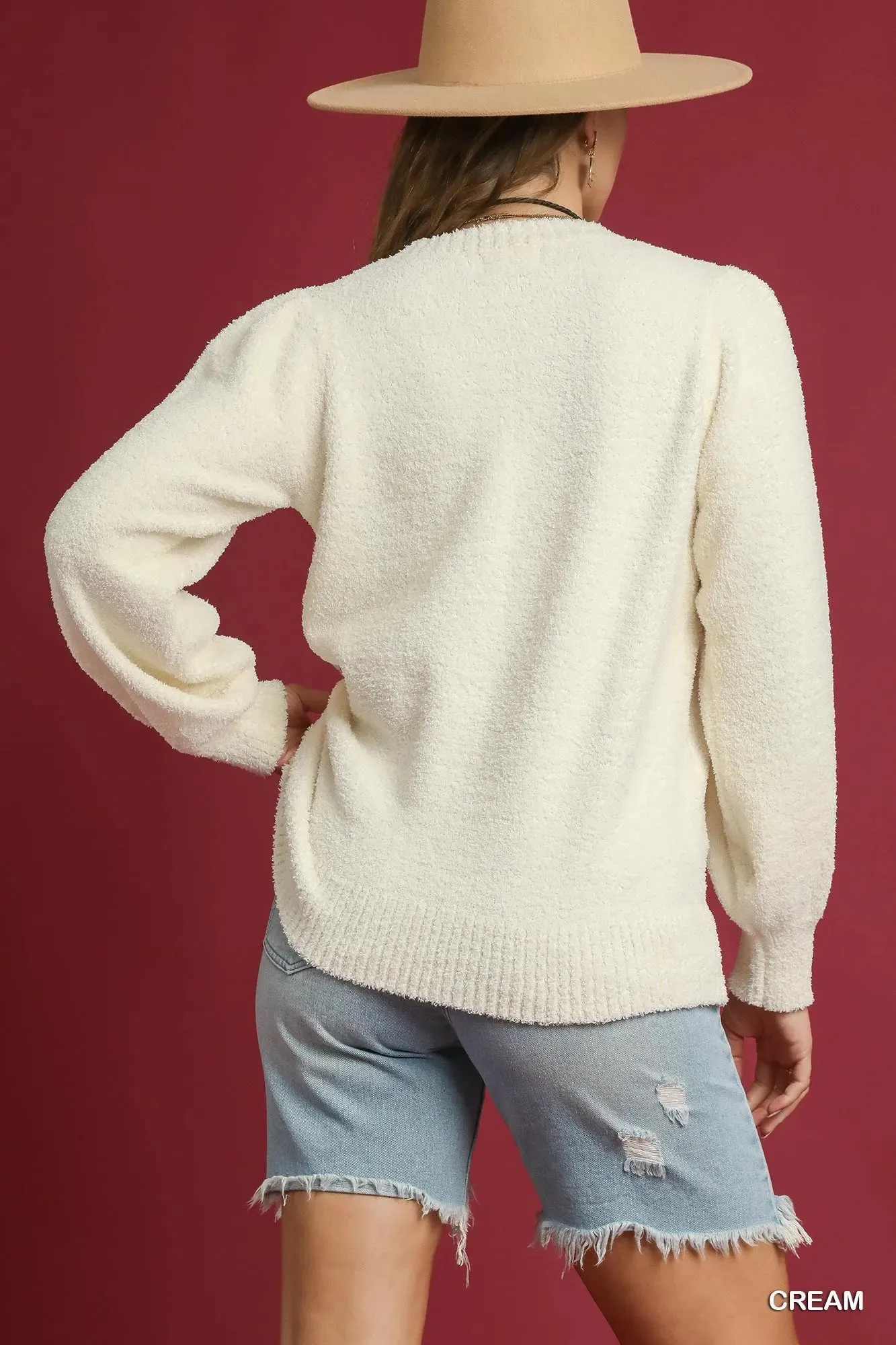 Umgee Textured Long Sleeve Sweater with Ribbed Trim sold by Charming Charlie product image thumbnail 3
