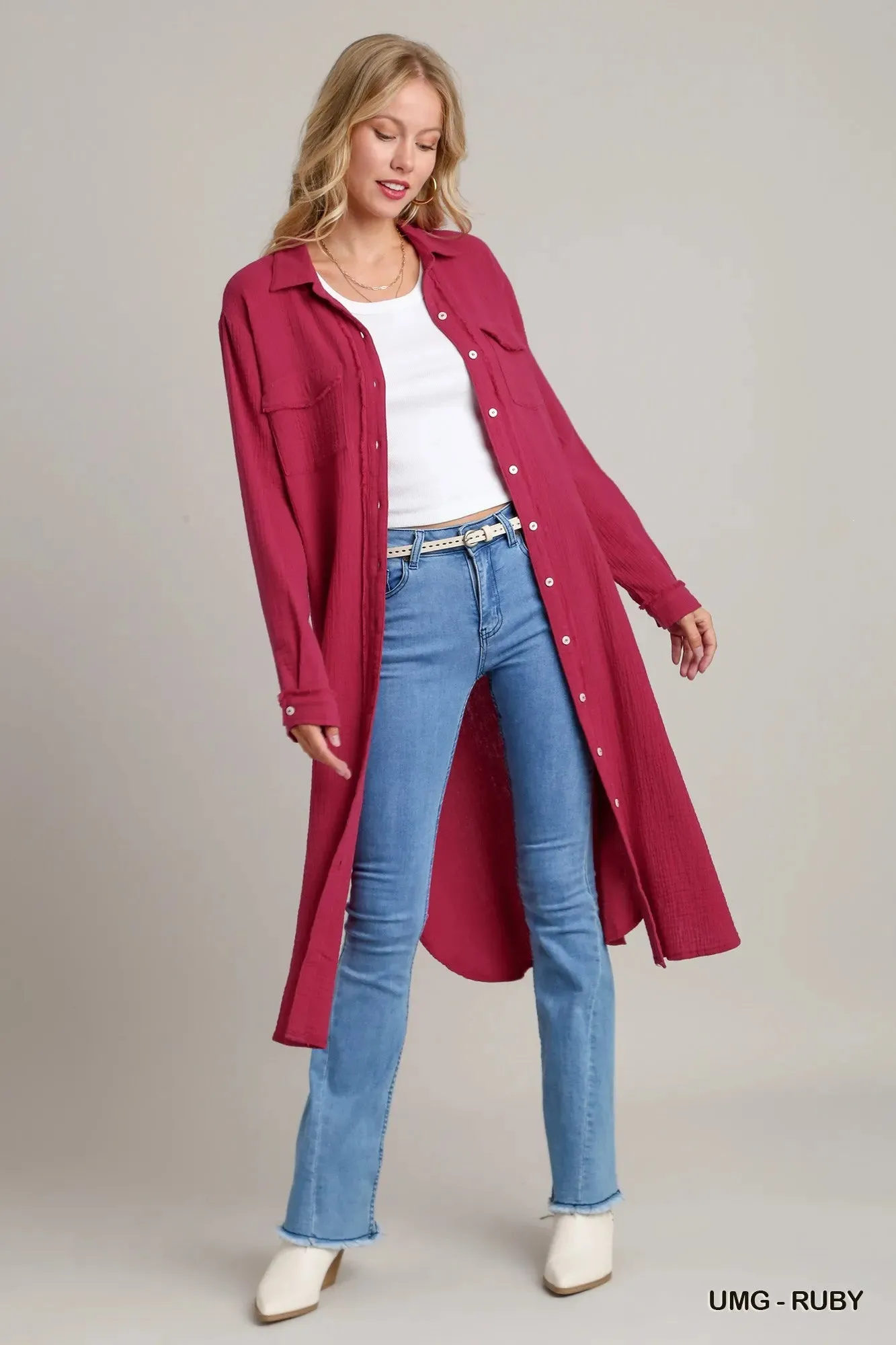 Umgee Cotton Gauze Button Down Shirt Dress sold by Charming Charlie product image thumbnail 4