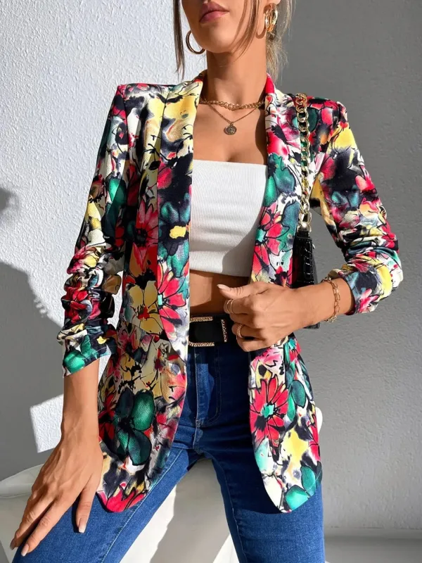 Vibrant Floral Print Open Front Blazer sold by Charming Charlie
