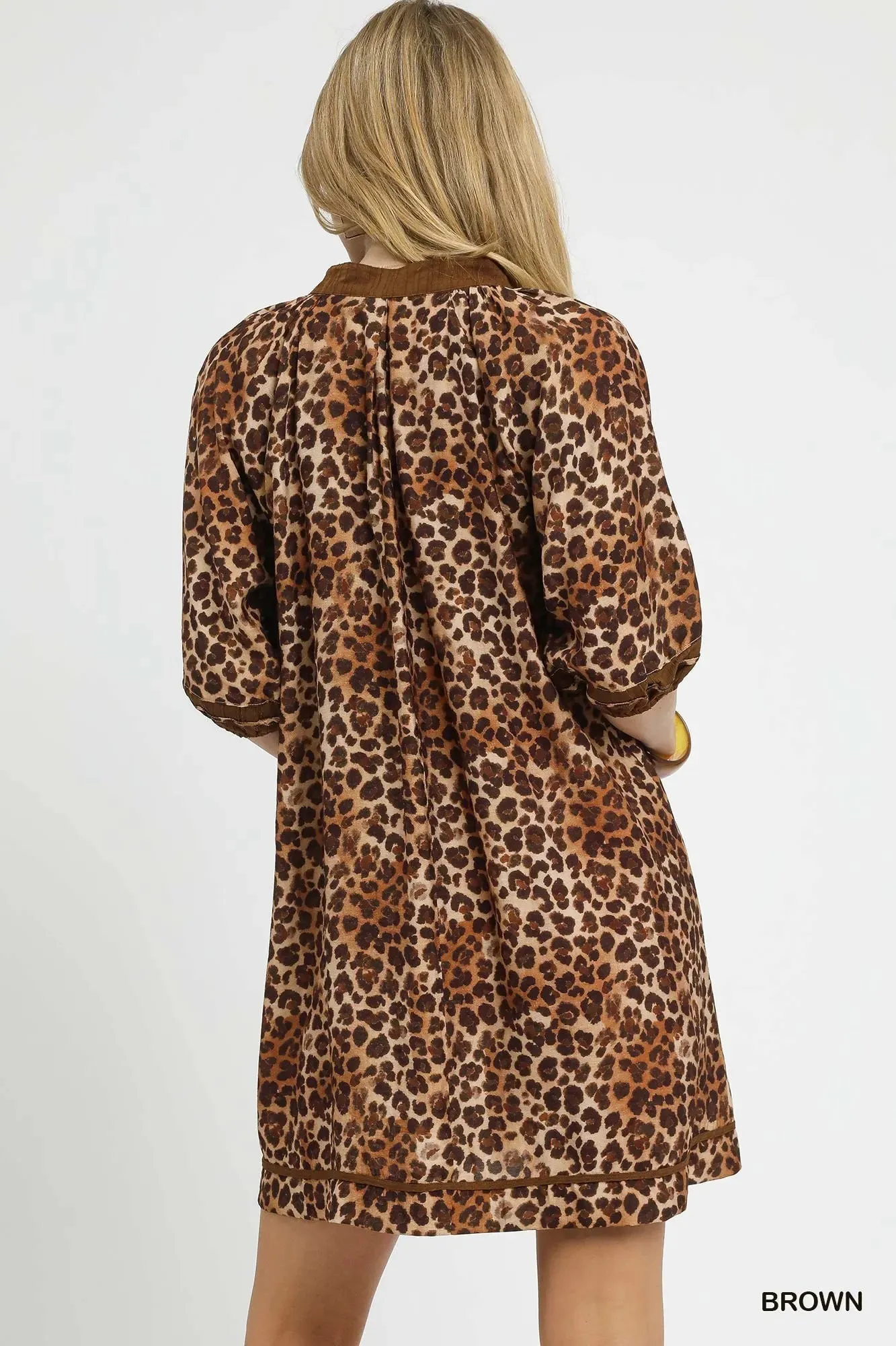 Umgee Full Size Leopard Print Mini Dress with Contrast Trim Plus Size sold by Charming Charlie product image thumbnail 4
