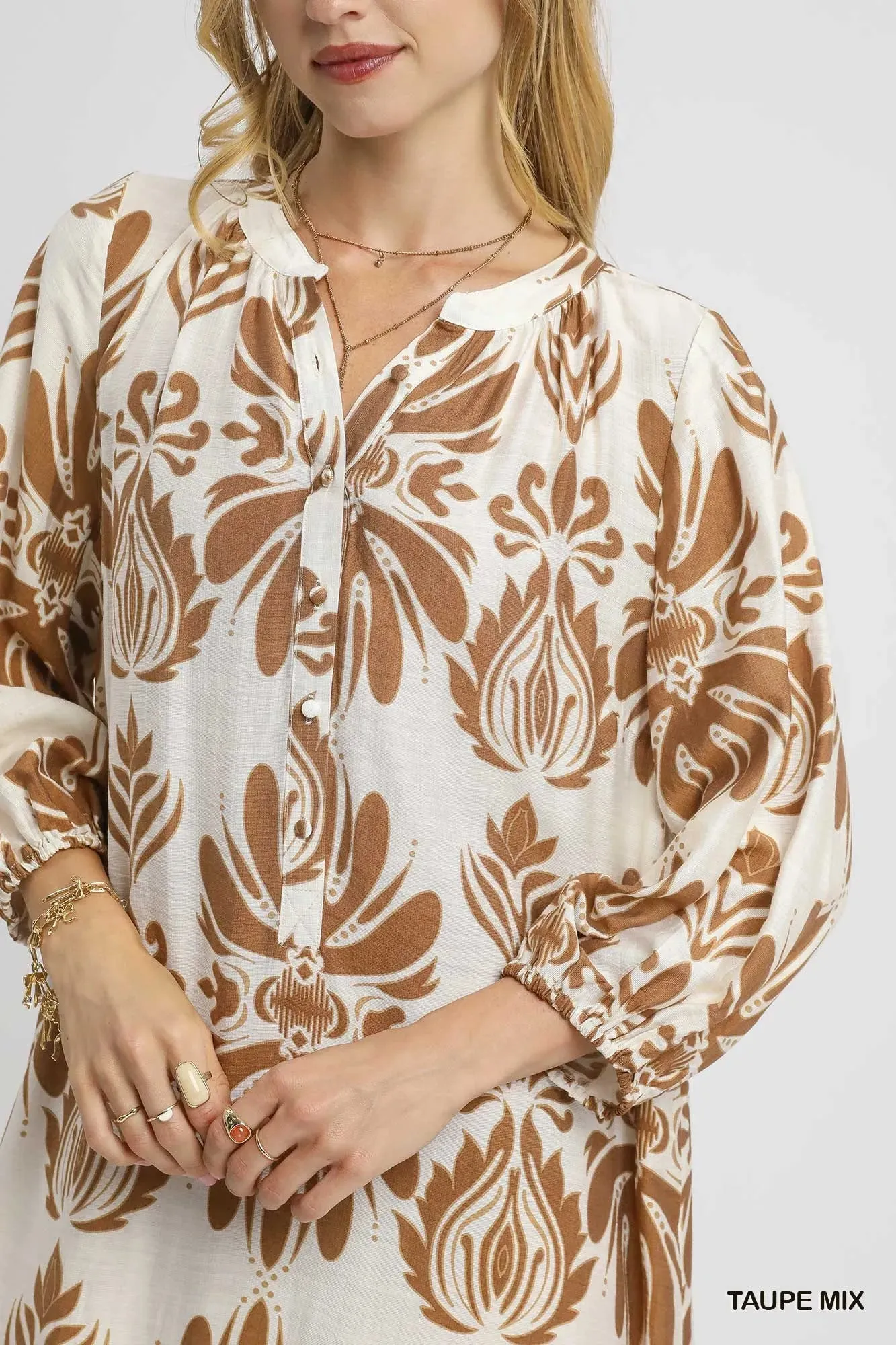 Umgee Mix Abstract Floral Print Midi Dress sold by Charming Charlie product image thumbnail 5