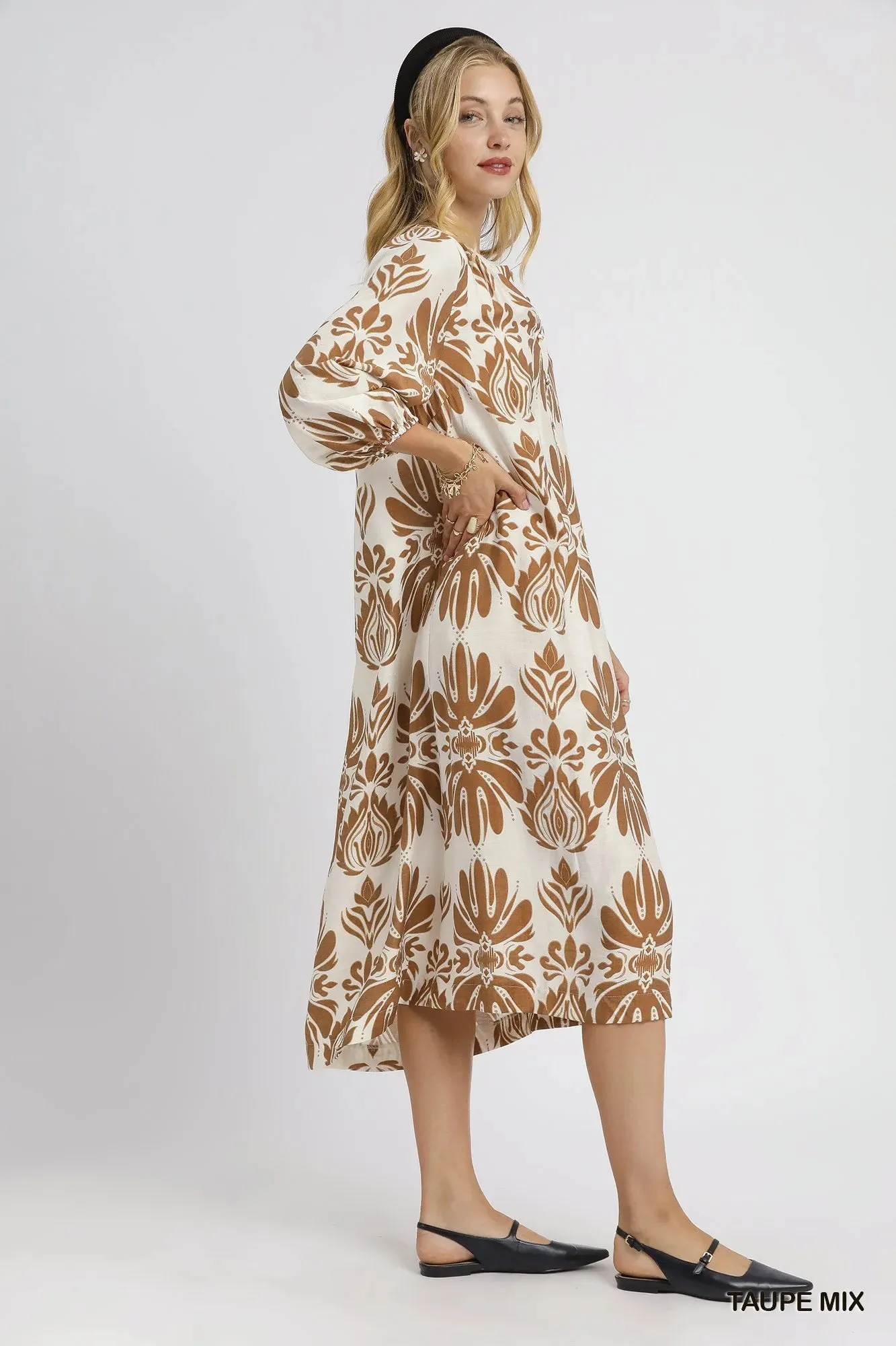 Umgee Mix Abstract Floral Print Midi Dress sold by Charming Charlie product image thumbnail 3