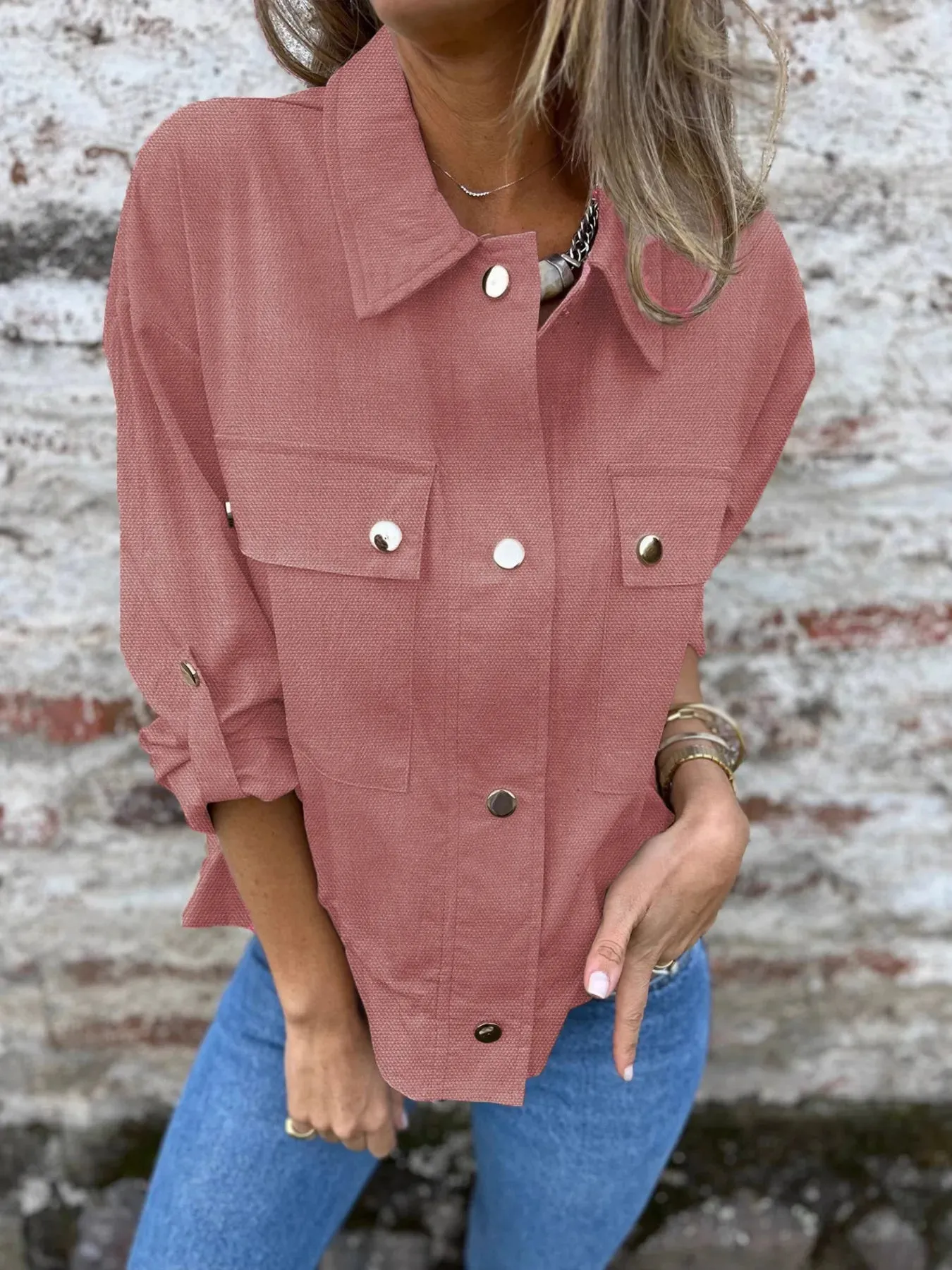 Snap-Down Utility Shacket with Chest Pockets sold by Charming Charlie product image thumbnail 5