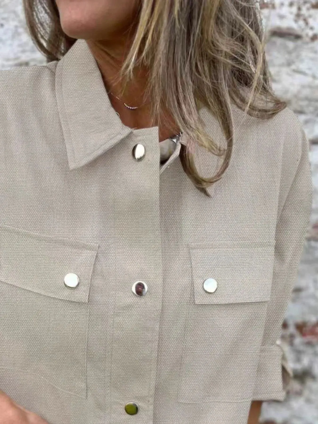 Snap-Down Utility Shacket with Chest Pockets sold by Charming Charlie product image thumbnail 3