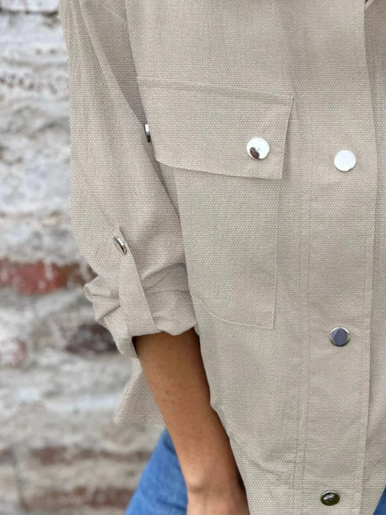 Snap-Down Utility Shacket with Chest Pockets sold by Charming Charlie product image thumbnail 4