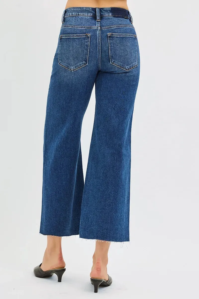 RISEN Full Size Mid Rise Crop Wide Raw Cut Hem Jeans Plus Size sold by Charming Charlie product image thumbnail 5