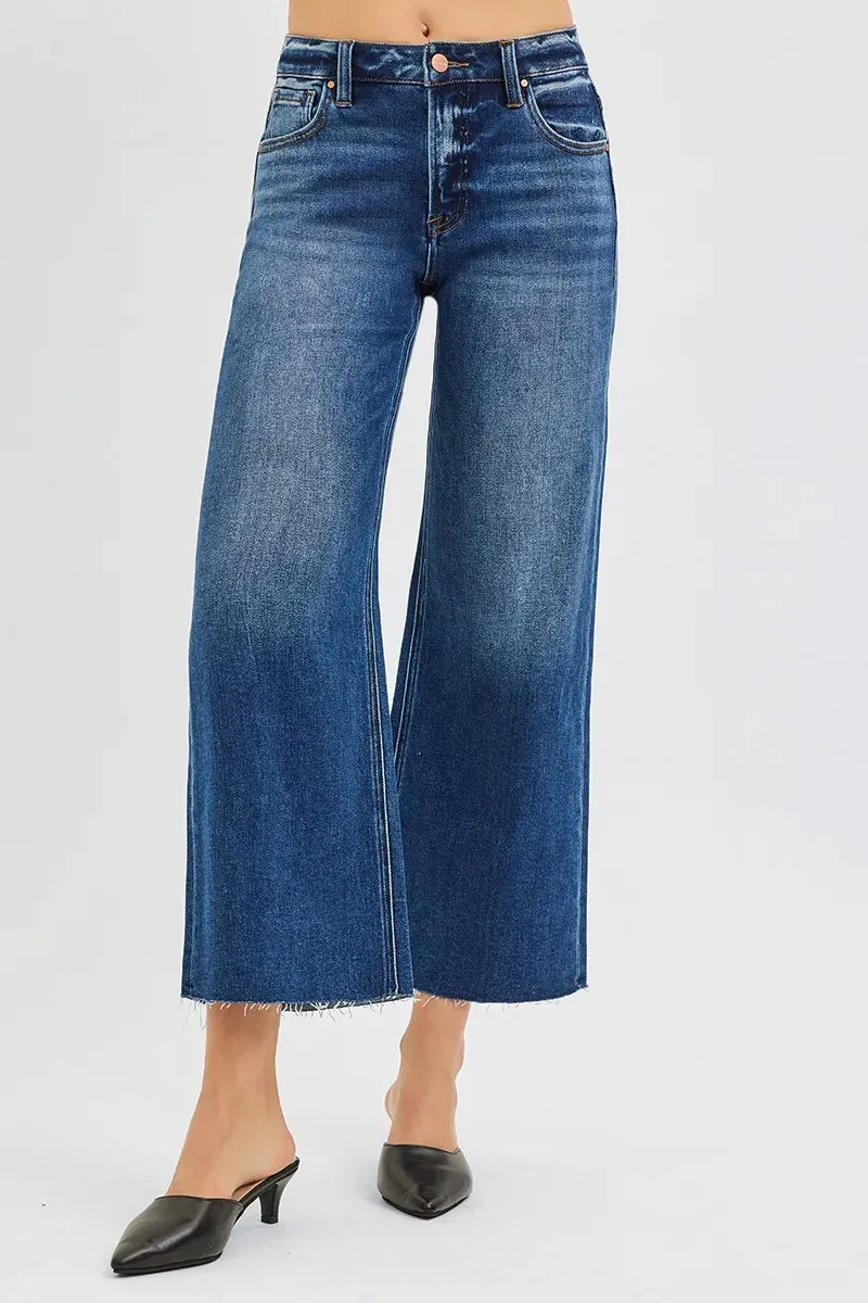 RISEN Full Size Mid Rise Crop Wide Raw Cut Hem Jeans Plus Size sold by Charming Charlie product image thumbnail 3