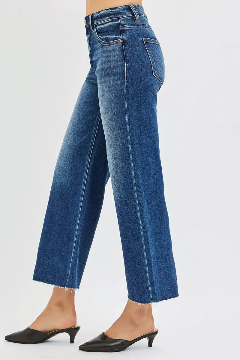RISEN Full Size Mid Rise Crop Wide Raw Cut Hem Jeans Plus Size sold by Charming Charlie product image thumbnail 4
