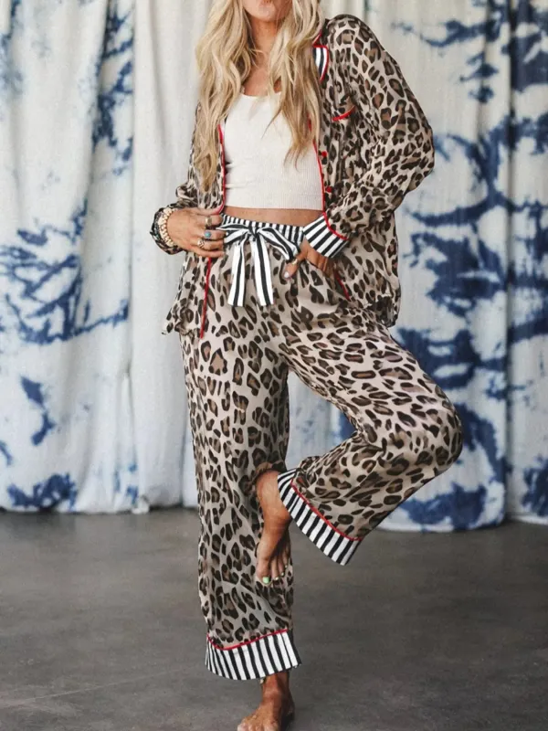 Leopard and Striped Trim Shirt and Pants Set sold by Charming Charlie