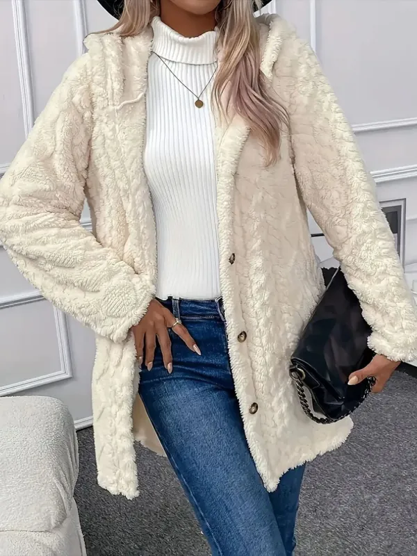 Faux Fur Teddy Coat with Button Front sold by Charming Charlie