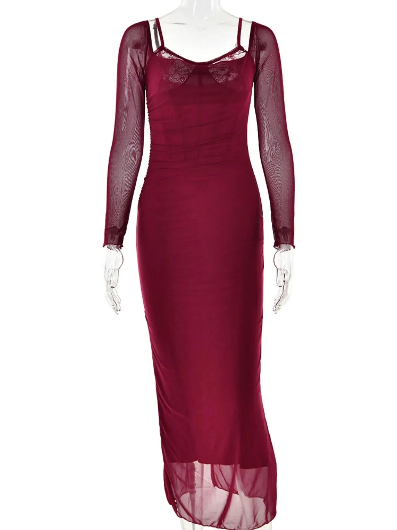 Lace Detail Long Sleeve Bodycon Maxi Dress sold by Charming Charlie product image thumbnail 3