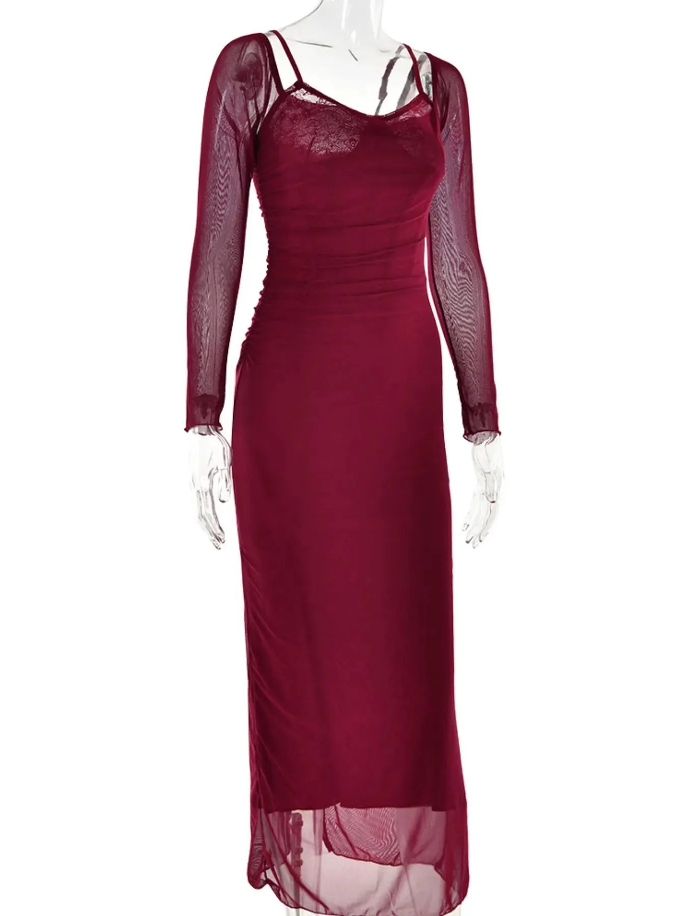 Lace Detail Long Sleeve Bodycon Maxi Dress sold by Charming Charlie product image thumbnail 4