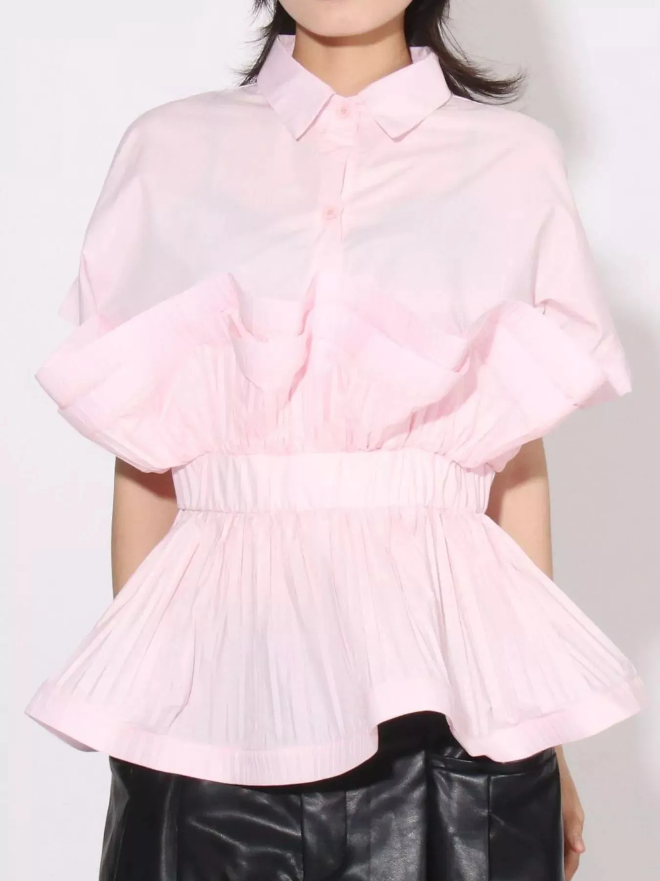 Ruffle Peplum Button-Down Shirt sold by Charming Charlie product image thumbnail 4