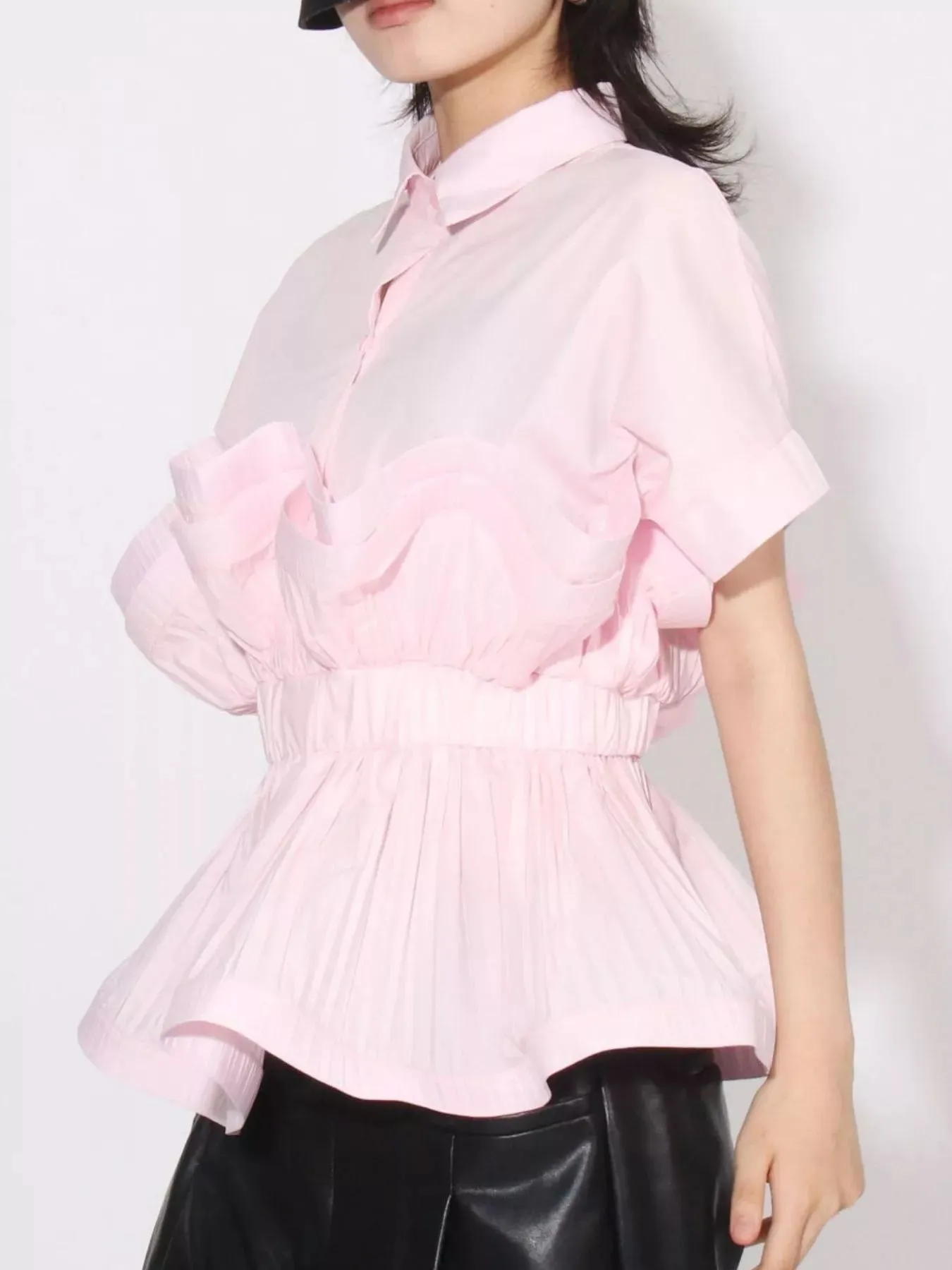 Ruffle Peplum Button-Down Shirt sold by Charming Charlie product image thumbnail 2