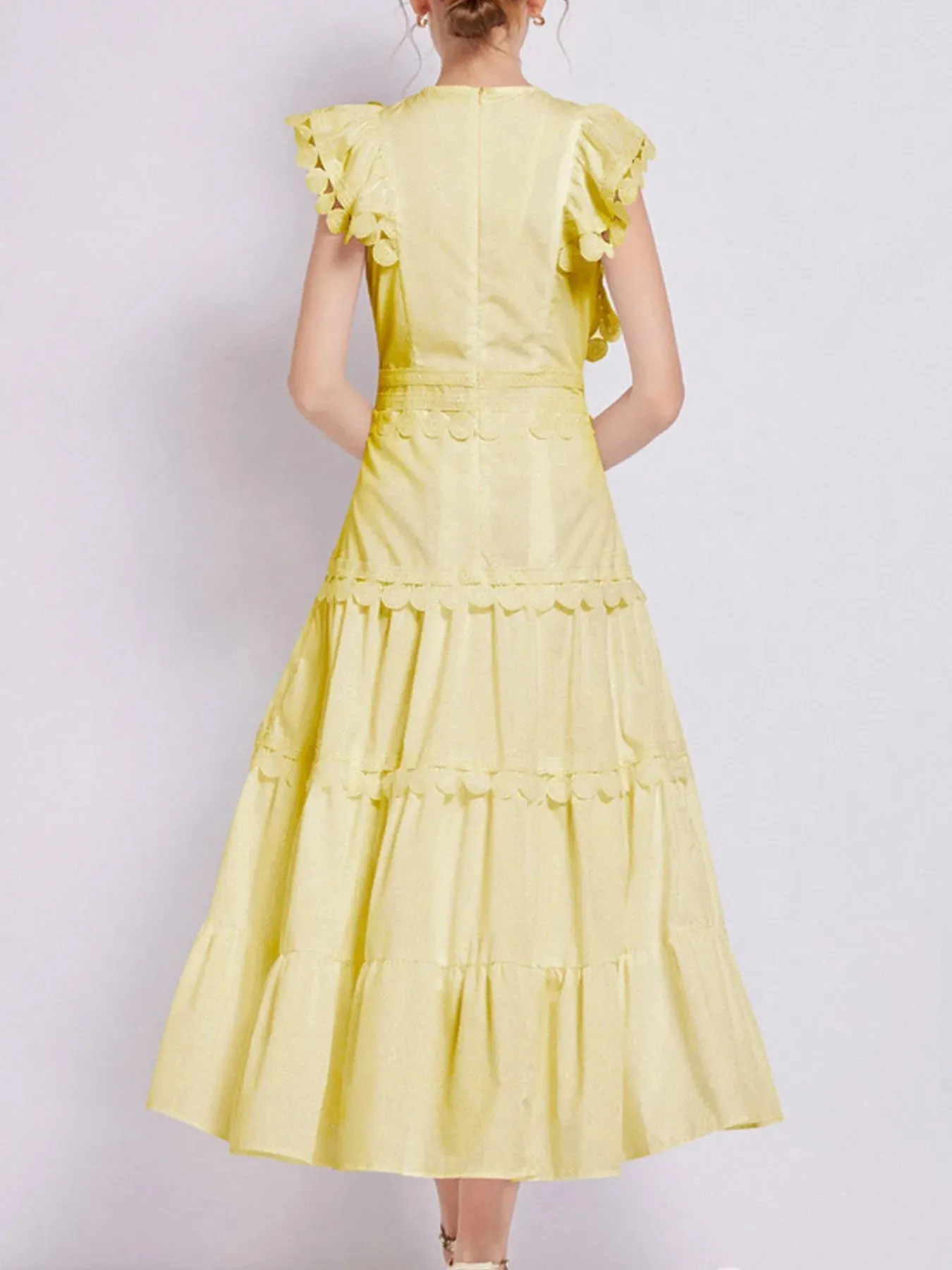 Sleeveless Ruffled Tiered Dress with Embroidered Trim sold by Charming Charlie product image thumbnail 3