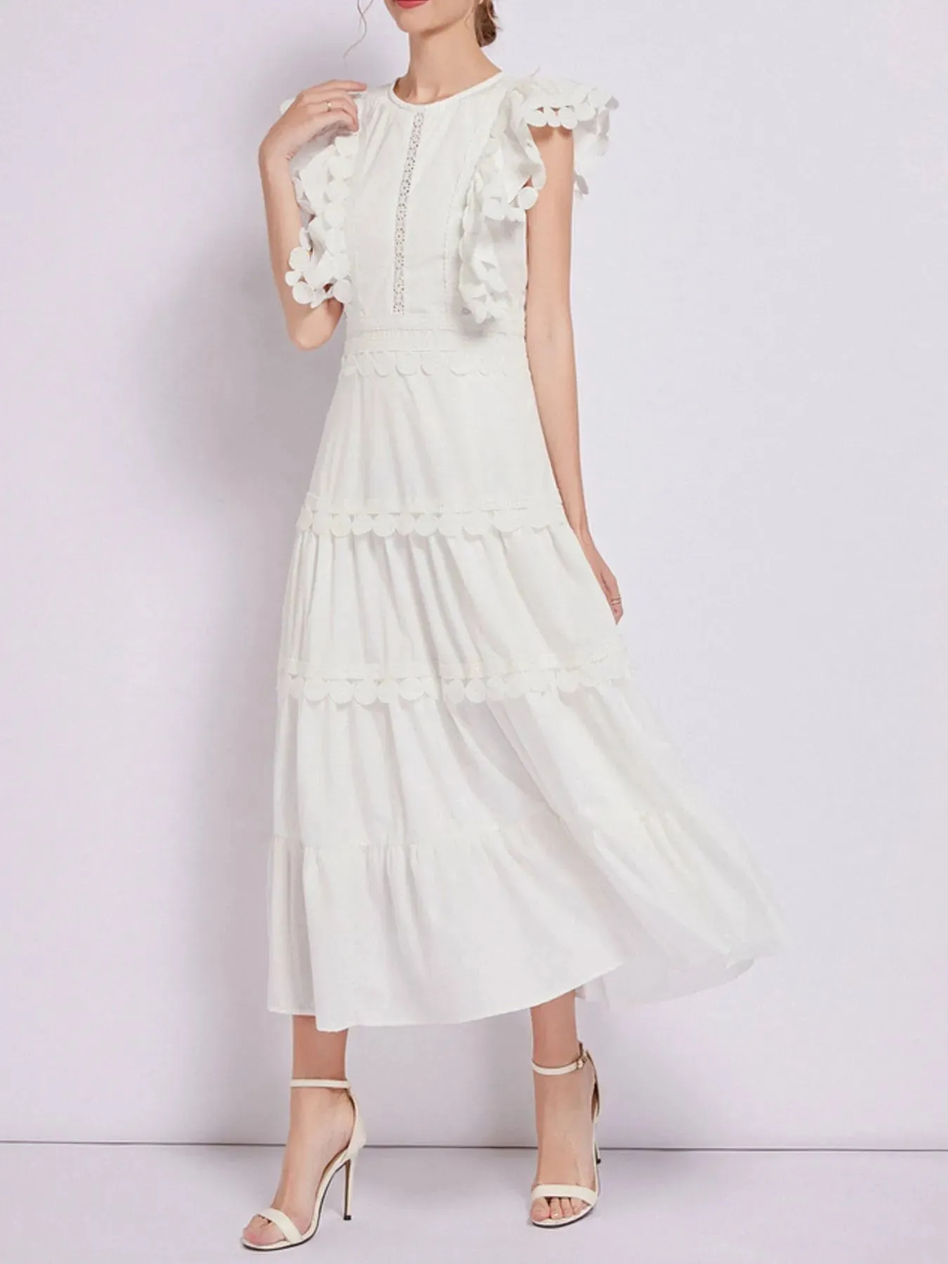 Sleeveless Ruffled Tiered Dress with Embroidered Trim sold by Charming Charlie product image thumbnail 5
