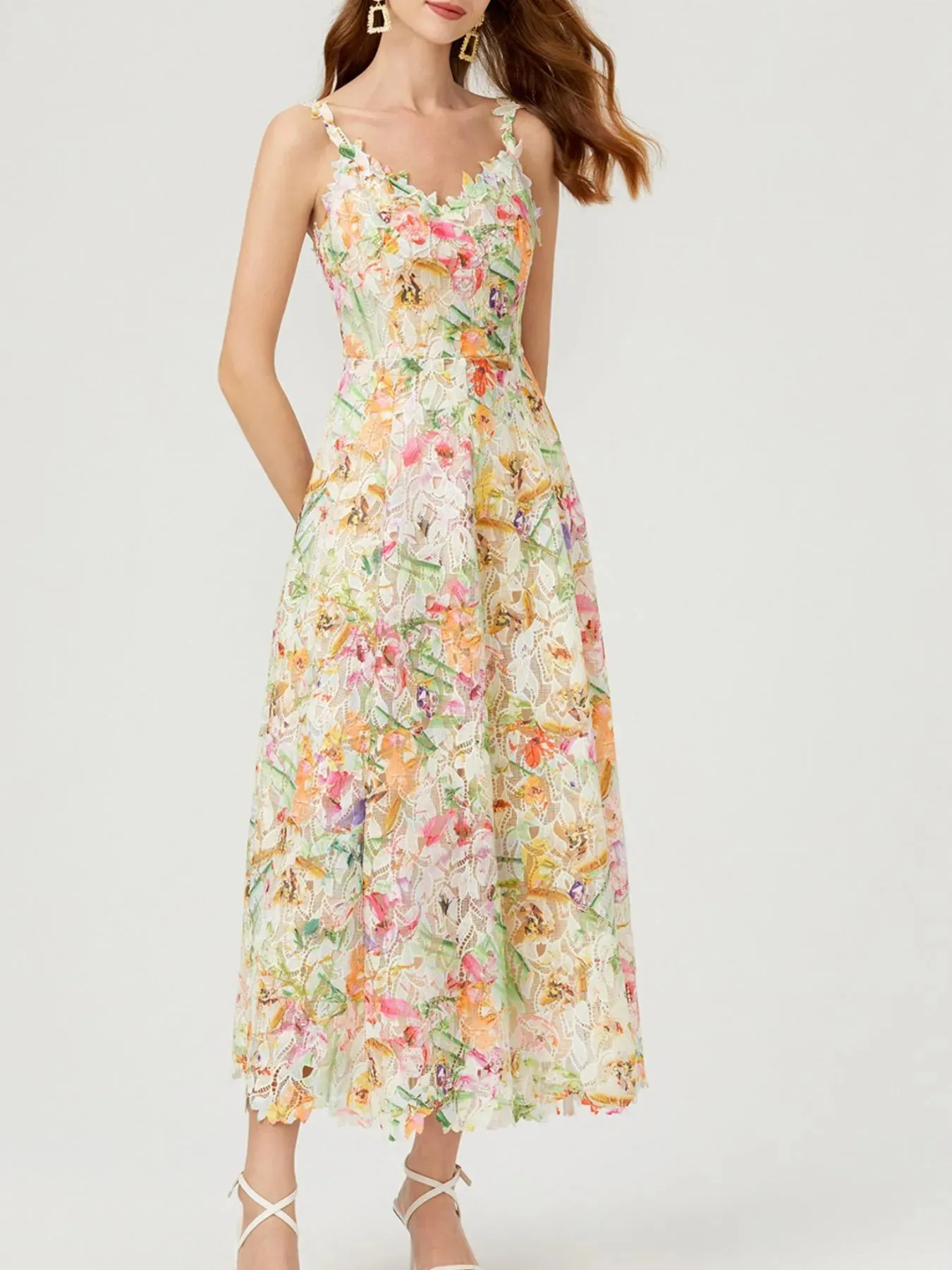 Floral Lace Sleeveless V-Neck Midi Dress sold by Charming Charlie product image thumbnail 2