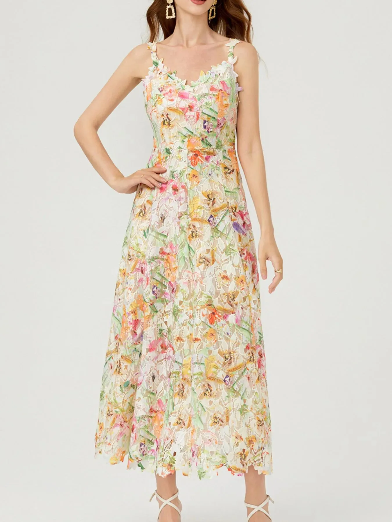 Floral Lace Sleeveless V-Neck Midi Dress sold by Charming Charlie product image thumbnail 3