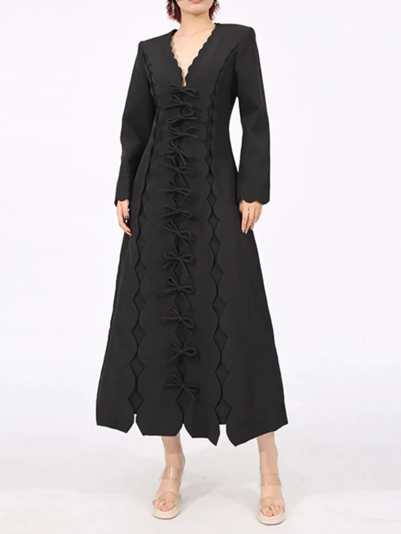 Long Sleeve Bow Front Midi Dress sold by Charming Charlie product image thumbnail 2