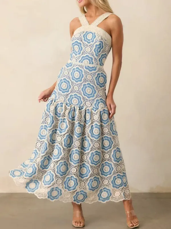 Lace Sleeveless Tiered Midi Dress sold by Charming Charlie