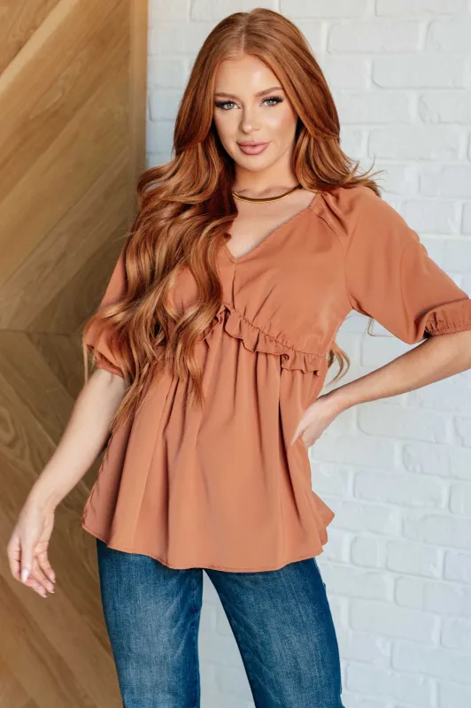 Better Than Ever Ruffle Detail Blouse sold by Charming Charlie