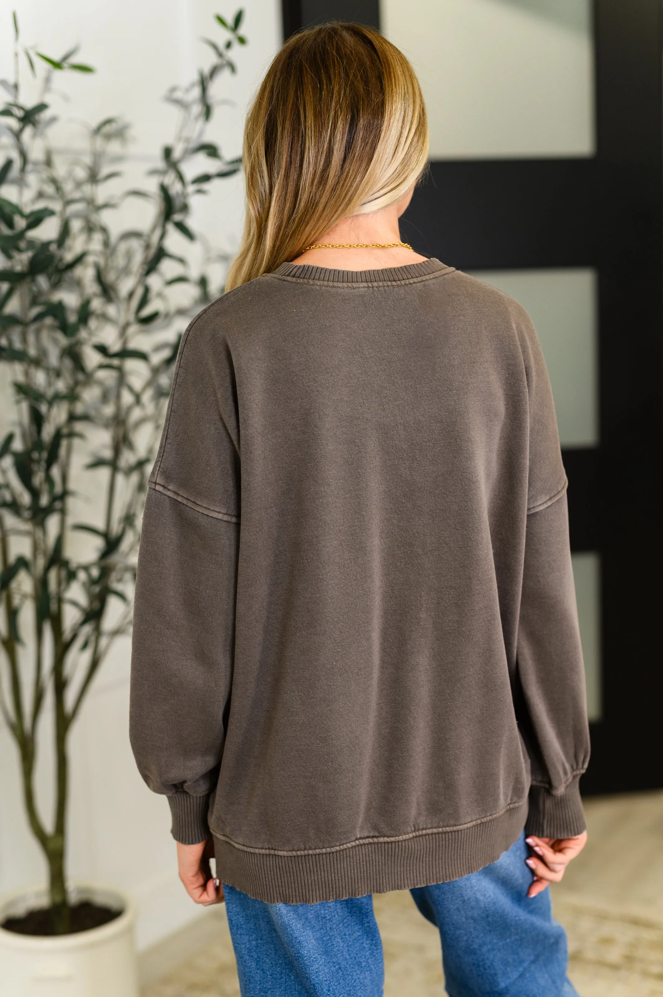 Talk Cozy to Me Stepped Hem Pullover in Brown sold by Charming Charlie product image thumbnail 4