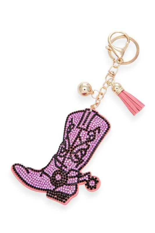 Rhinestone Cowboy Boots Pillow Key Chain sold by Charming Charlie