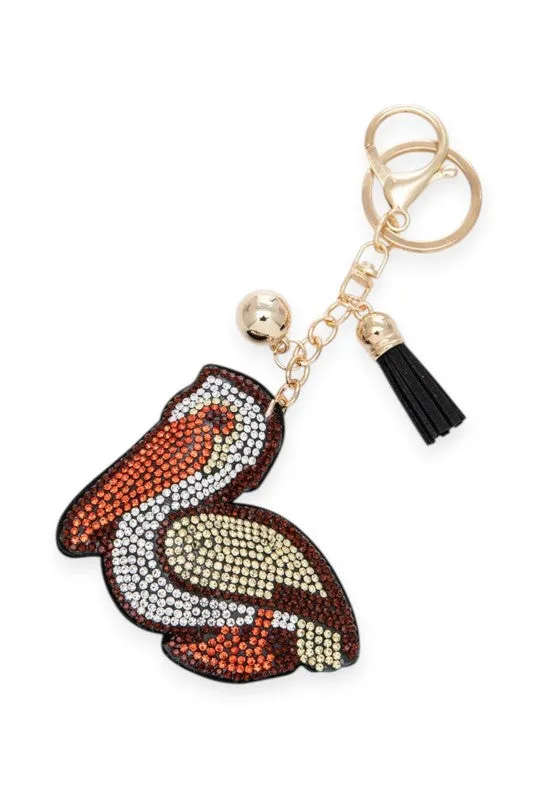 Rhinestone Pelican Pillow Key Chain sold by Charming Charlie