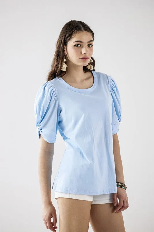 Knotted Puff Sleeve Cotton Knit Top sold by Charming Charlie product image thumbnail 2