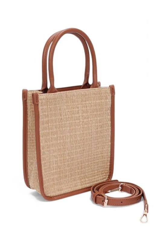 Faux Straw Top Handle Crossbody Small Tote sold by Charming Charlie