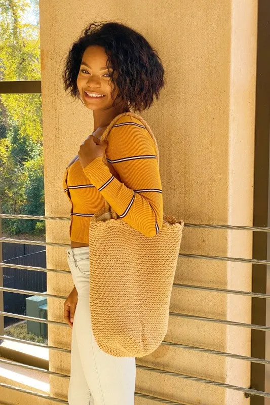Knitted Scalloped Edge Tote sold by Charming Charlie