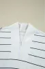 Classic Striped Zipper V-Neck Drop Sleeve Top sold by Charming Charlie
