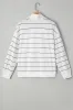 Classic Striped Zipper V-Neck Drop Sleeve Top sold by Charming Charlie