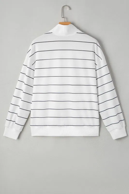 Classic Striped Zipper V-Neck Drop Sleeve Top sold by Charming Charlie product image thumbnail 5