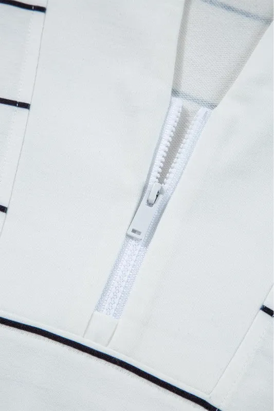 Classic Striped Zipper V-Neck Drop Sleeve Top sold by Charming Charlie product image thumbnail 2