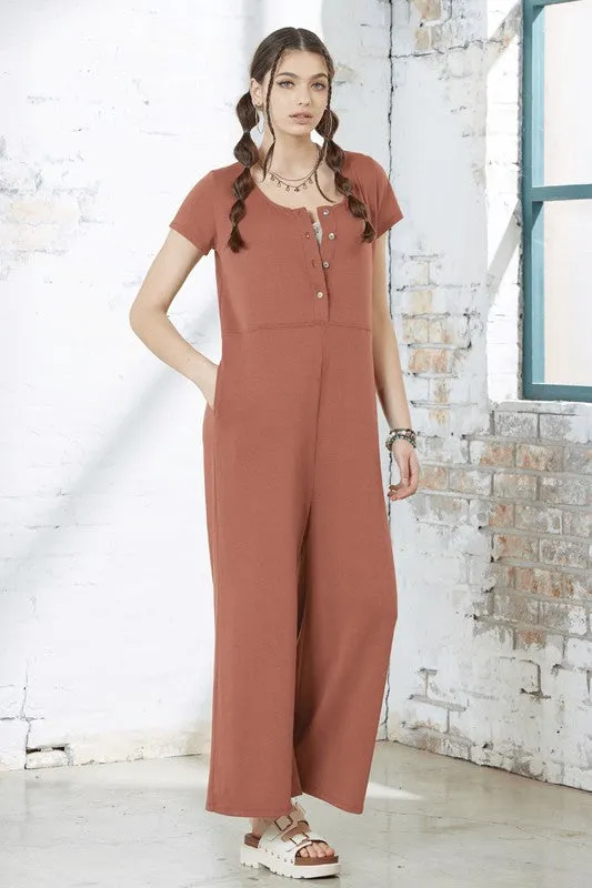 Comfort Button-up front closure Jumpsuit sold by Charming Charlie
