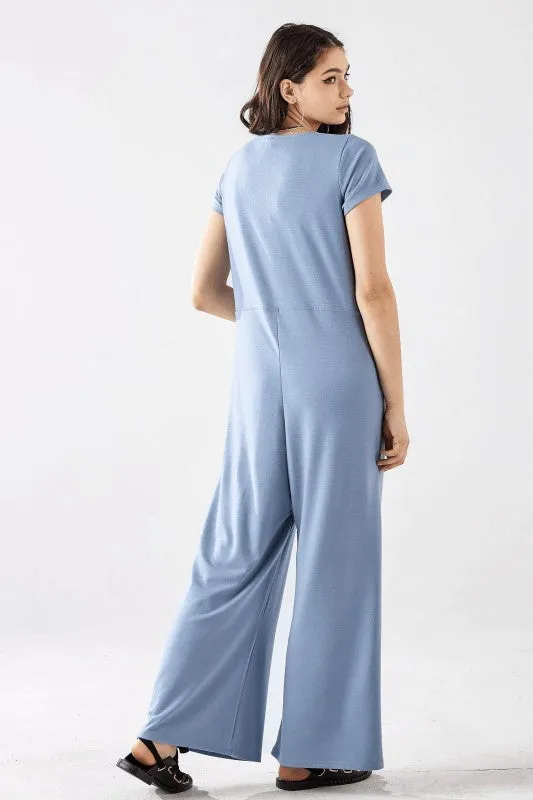 Plus Comfort Button-up front closure Jumpsuit sold by Charming Charlie product image thumbnail 3
